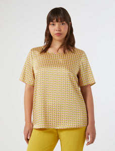 Blusa in twill stampato, oro - N.O.W. MARINA RINALDI