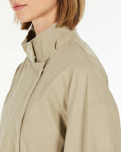 Trench midi impermeabile con cappuccio, beige - MM Max Mara