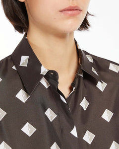 Camicia in twill di seta, marrone - MM Max Mara