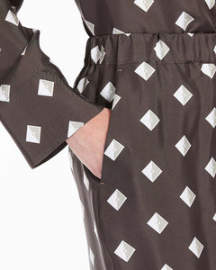 Pantaloni palazzo in twill di seta, marrone - MM Max Mara