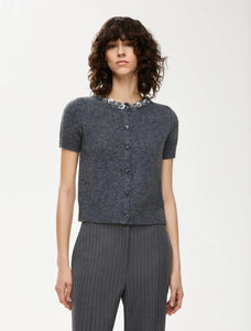 CARDIGAN RICAMATO Grigio Melange - iBLUES