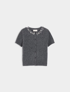 CARDIGAN RICAMATO Grigio Melange - iBLUES