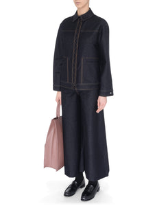 Pantalone Fausto in cotone effetto denim blu - MM Max Mara