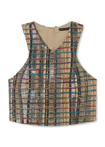 Top allacciato in tweed con zip - Lola Casademunt