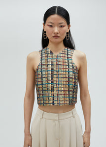 Top allacciato in tweed con zip - Lola Casademunt