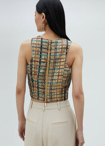 Top allacciato in tweed con zip - Lola Casademunt