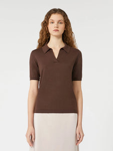T-SHIRT POLO IN SETA E COTONE - CIOCCOLATO - WEEKEND MAX MARA