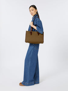 SHOPPING BAG IN COTONE E PELLE - WEEKEND MAX MARA
