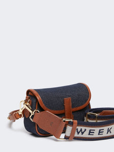 BORSA A TRACOLLA PICCOLA IN DENIM E PELLE - WEEKEND MAX MARA