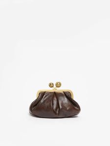 PASTICCINO BAG MEDIA IN PELLE LISCIA - MARRONE SCURO