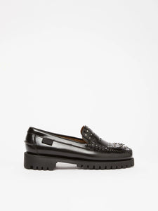 Mocassino in pelle con micro borchie, nero - Weekend Max Mara