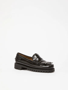Mocassino in pelle con micro borchie, nero - Weekend Max Mara