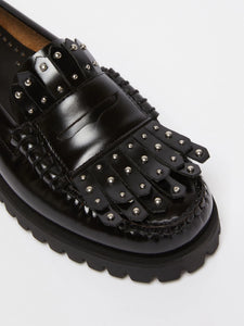 Mocassino in pelle con micro borchie, nero - Weekend Max Mara