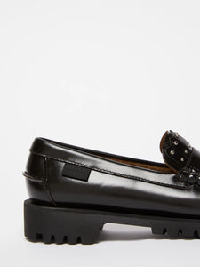 Mocassino in pelle con micro borchie, nero - Weekend Max Mara