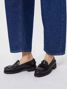 Mocassino in pelle con micro borchie, nero - Weekend Max Mara