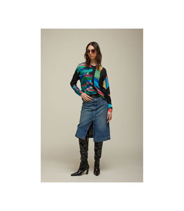 PULL SCOLLO A BARCA OVER PATTERN POP DOUBLE USE - JEi'S
