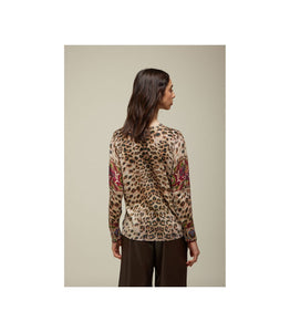 PULL SCOLLO V OVER PATTERN ANIMALIER - JEi'S