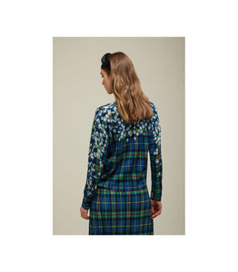 PULL SCOLLO A V PATTERN TARTAN CON APPLICAZIONI DI STRASS - JEi'S