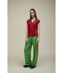 GILET OVER SCOLLO V STAMPA FALSO UNITO BICOLORE - JEi'S