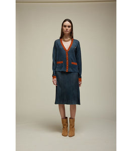 CARDIGAN SCOLLO V FANTASIA FALSO UNITO BICOLORE - JEi'S