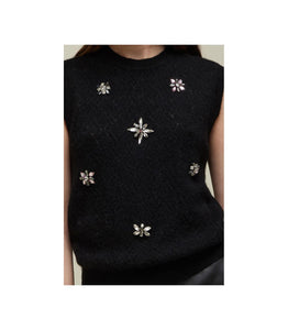 GILET GIROCOLLO TRAFORATO CON APPLICAZIONI DI STRASS - JEi'S