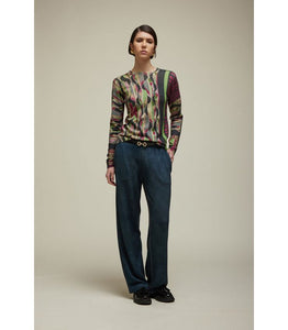 PULL GIROCOLLO FANTASIA FOGLIE MULTICOLOR -JEi'S