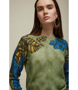 MAGLIA GIROCOLLO PATTERN FIORI BLU - JEi'S