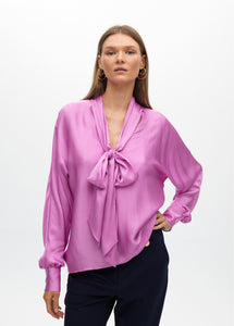 BLUSA IN RASO FLUIDA CON FIOCCO - LOLA CASADEMUNT