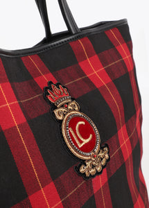 BORSA SHOPPER A QUADRI CON STEMMA - LOLA CASADEMUNT