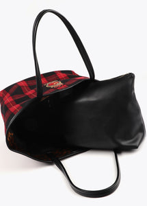 BORSA SHOPPER A QUADRI CON STEMMA - LOLA CASADEMUNT