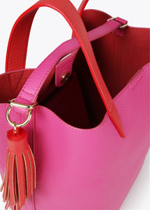 Borsa bicolore con nappa - Lola Casademunt