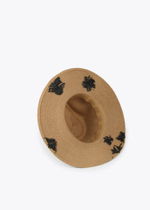 Cappello a tesa larga con fiori ricamati - Lola Casademunt