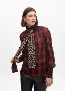 CAMICIA CON FIOCCO STAMPA ANIMALIER E TARTAN - LOLA CASADEMUNT