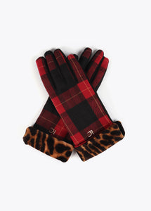 GUANTI COMBINATI TARTAN E LEOPARDO - LOLA CASADEMUNT