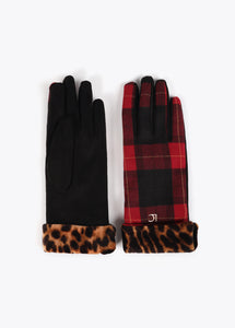 GUANTI COMBINATI TARTAN E LEOPARDO - LOLA CASADEMUNT