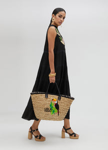 Abito ricamato multicolore nero - Lola Casademunt