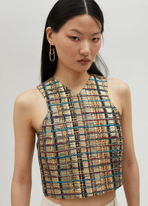 Top allacciato in tweed con zip - Lola Casademunt
