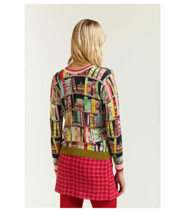 Maglia girocollo con stampa Books double use in lana merino - JEI'S